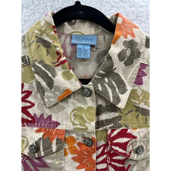SO Blue By Sigrid Olsen Womens Jacket Coat Multicolor Floral Flap Pockets S - Picture 4 of 7